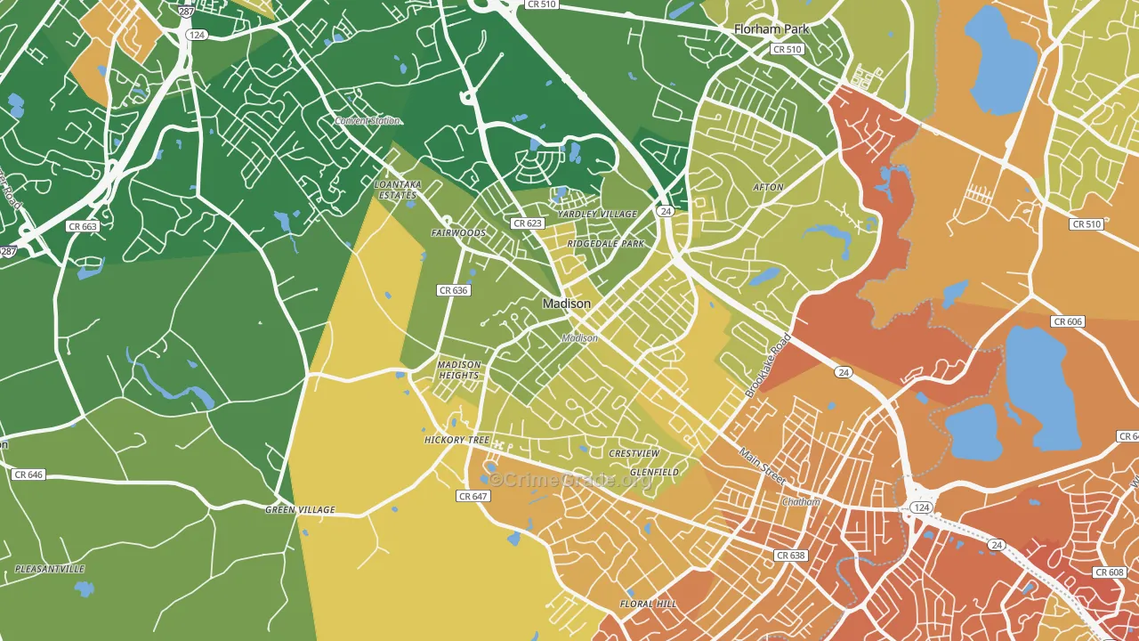 Madison, NJ Map of Murder Rates