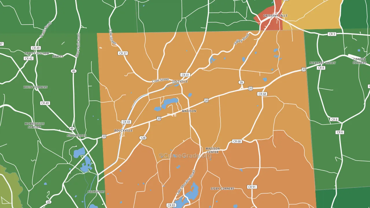 Madison, NY Map of Murder Rates