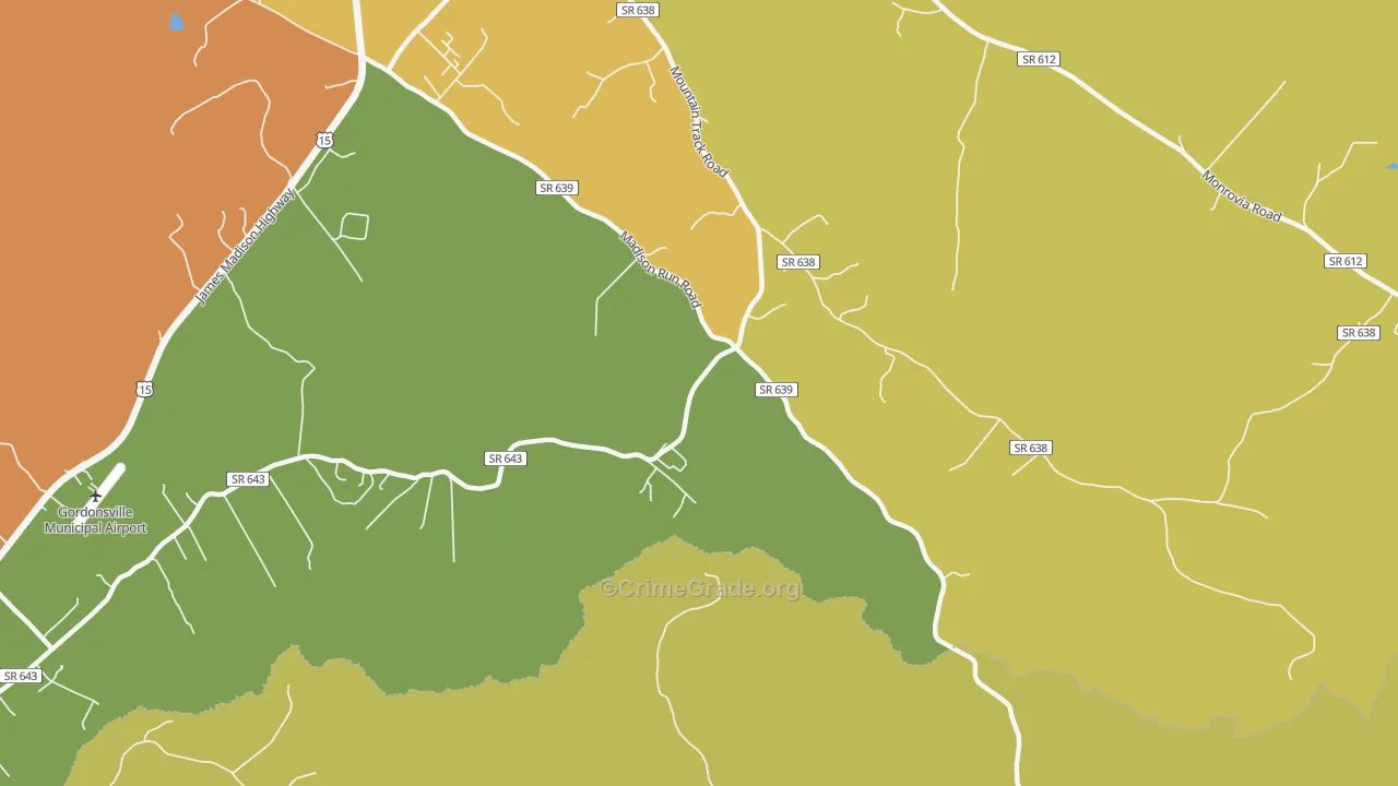 Madison Run, VA Map of Murder Rates