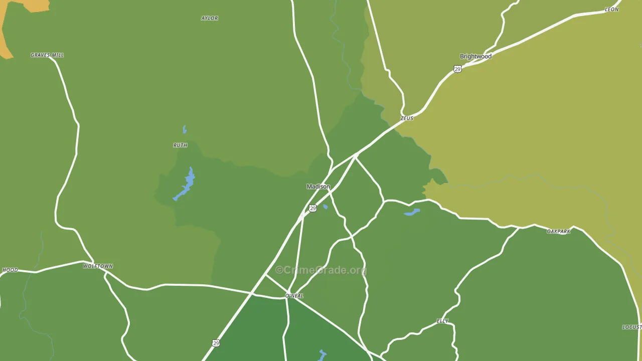 Madison, VA Map of Murder Rates