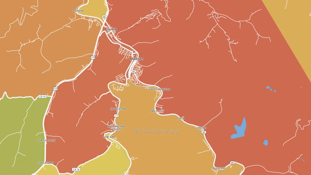 Madison, WV Map of Murder Rates