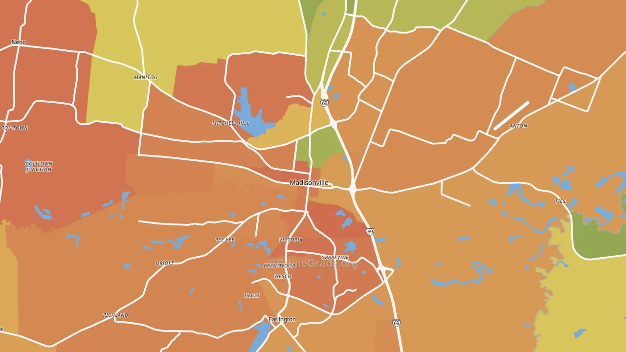 Madisonville, KY Map of Murder Rates