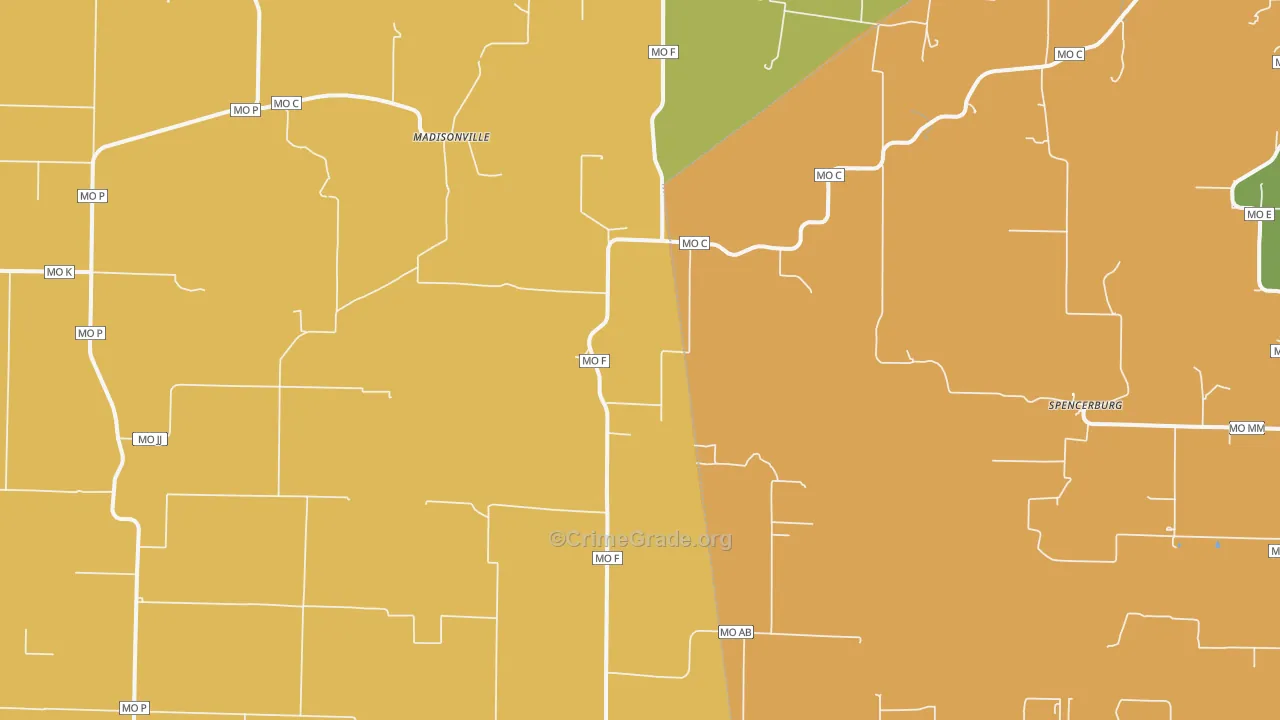 Madisonville, MO Map of Murder Rates