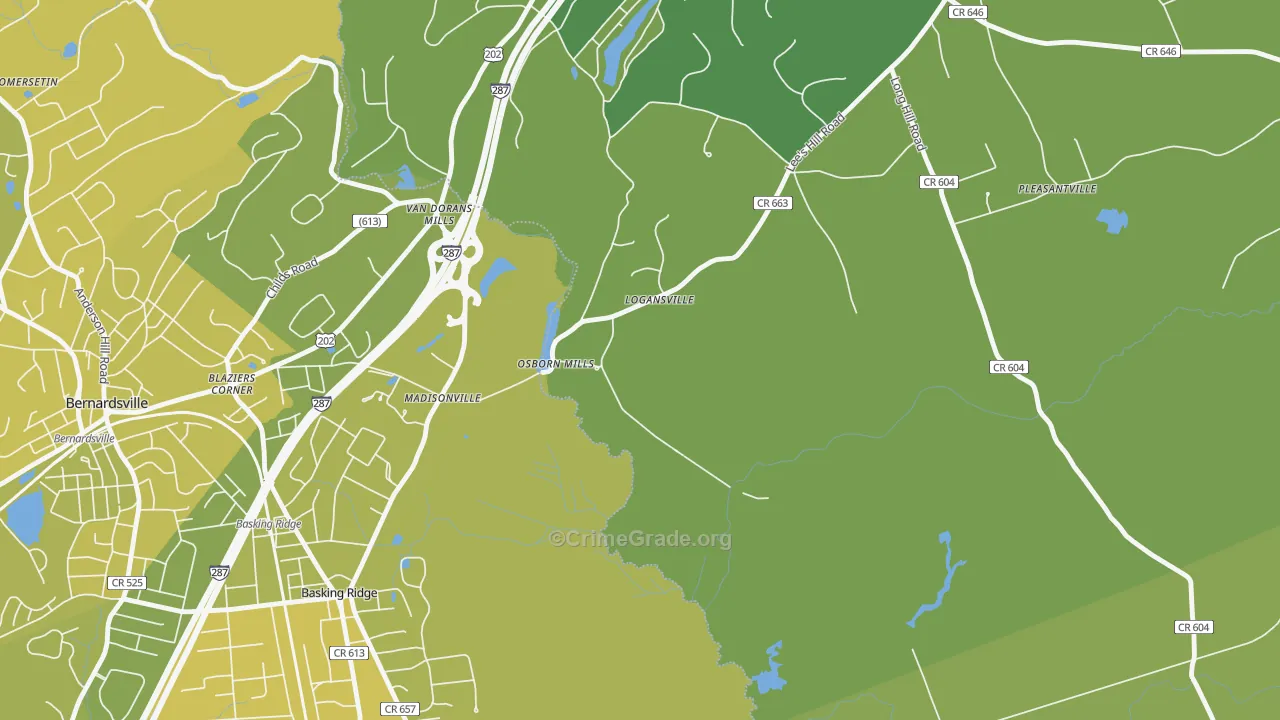Madisonville, NJ Map of Murder Rates