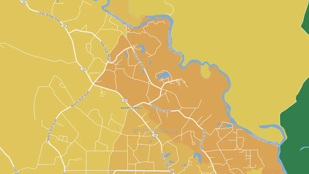 Madray Springs, GA Map of Murder Rates