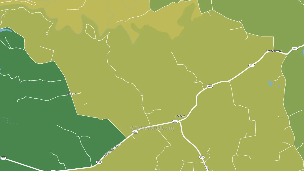 Madrid, KY Map of Murder Rates