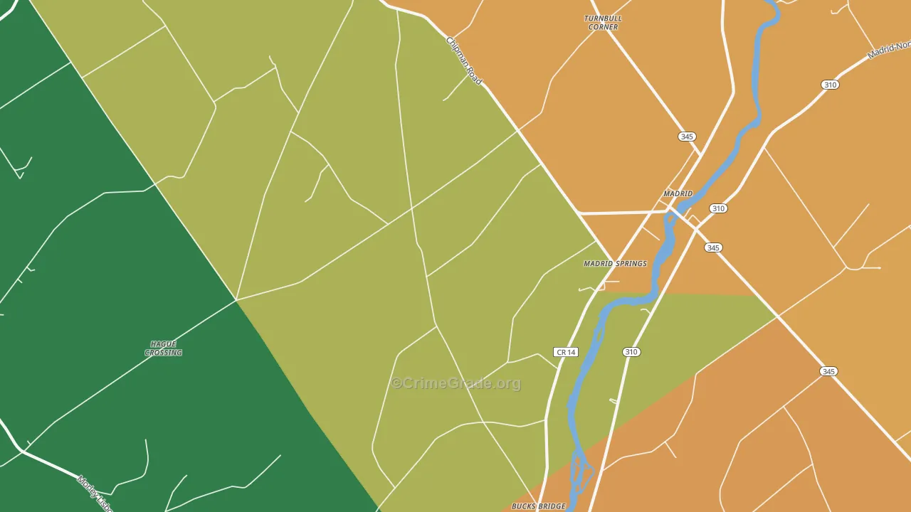 Madrid Springs, NY Map of Murder Rates