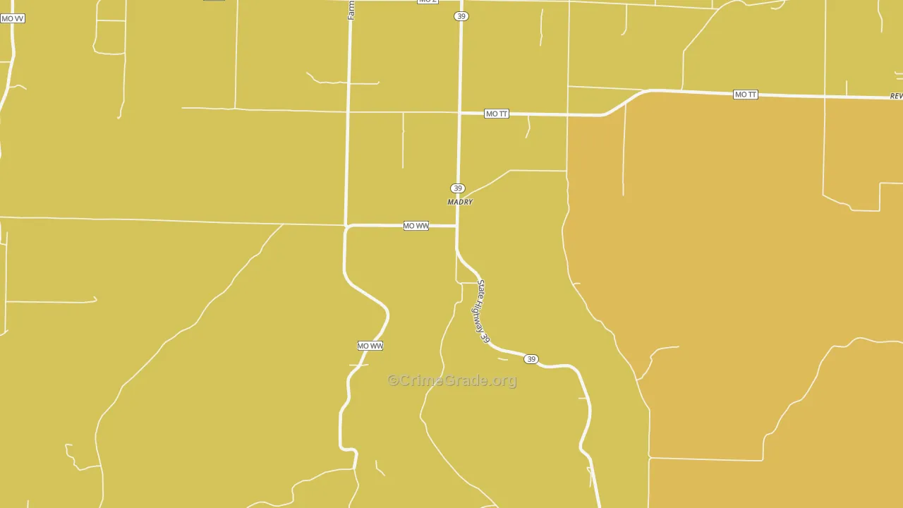 Madry, MO Map of Murder Rates