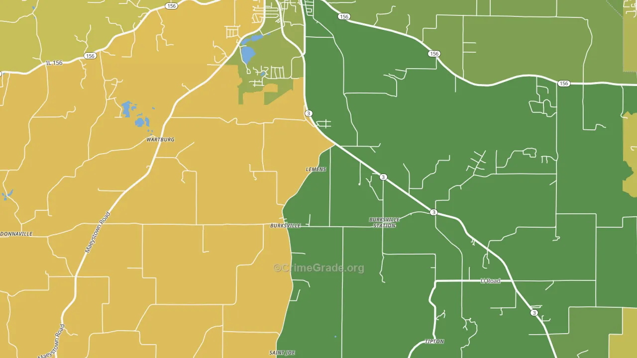Maeystown, IL Map of Murder Rates
