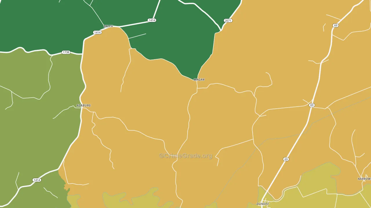Magan, KY Map of Murder Rates