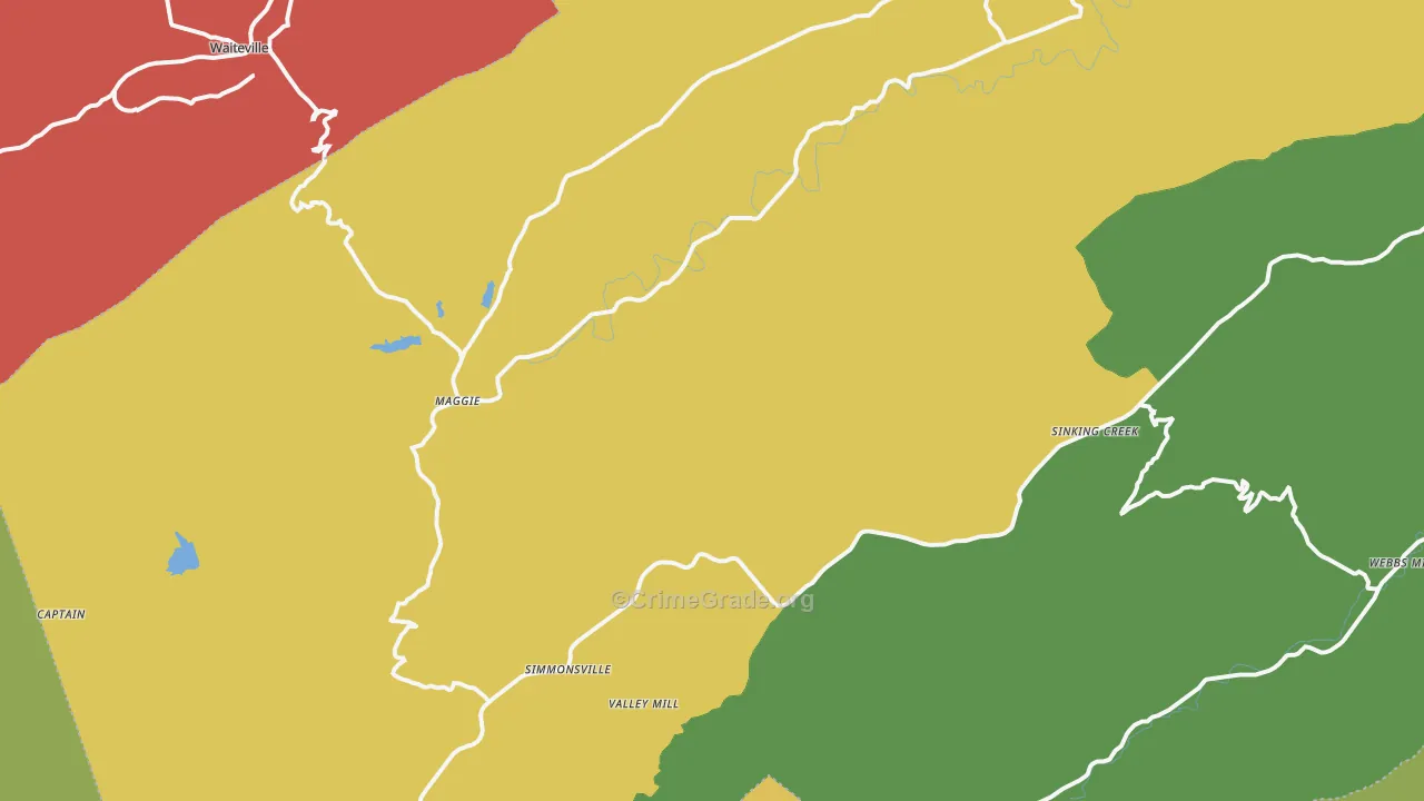 Maggie, VA Map of Murder Rates