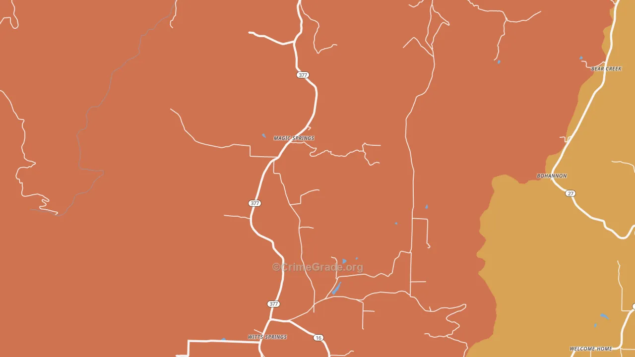 Magic Springs, AR Map of Murder Rates