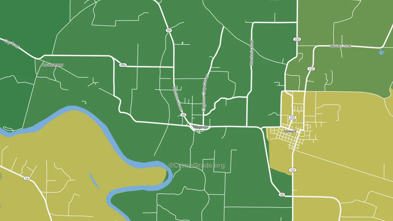Magness, AR Map of Murder Rates