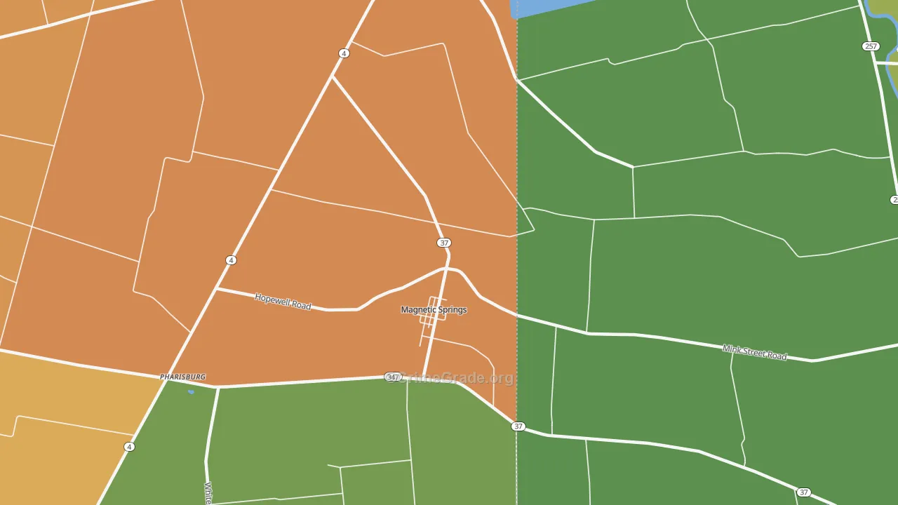 Magnetic Springs, OH Map of Murder Rates