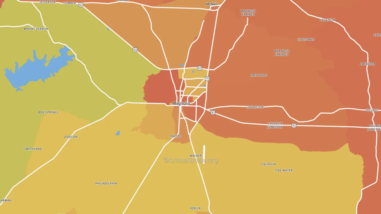 Magnolia, AR Map of Murder Rates