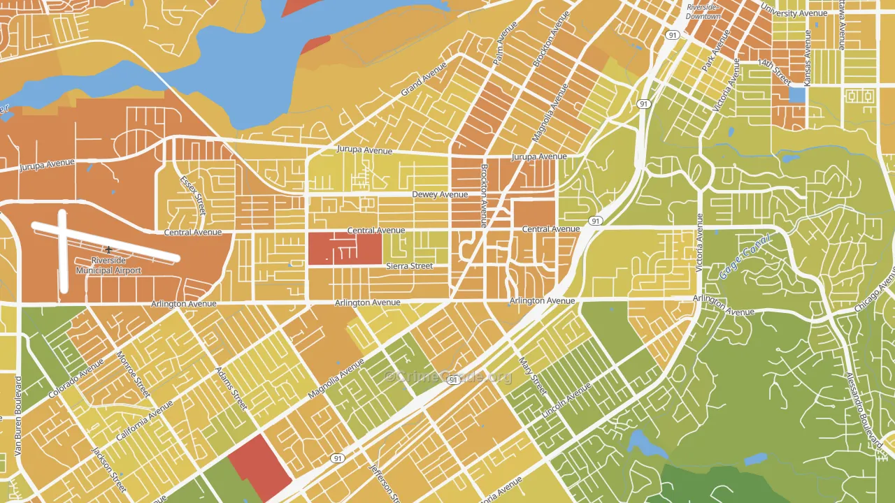 Magnolia Center, Riverside, CA Map of Murder Rates