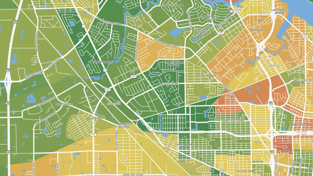 Magnolia Gardens, Jacksonville, FL Map of Murder Rates
