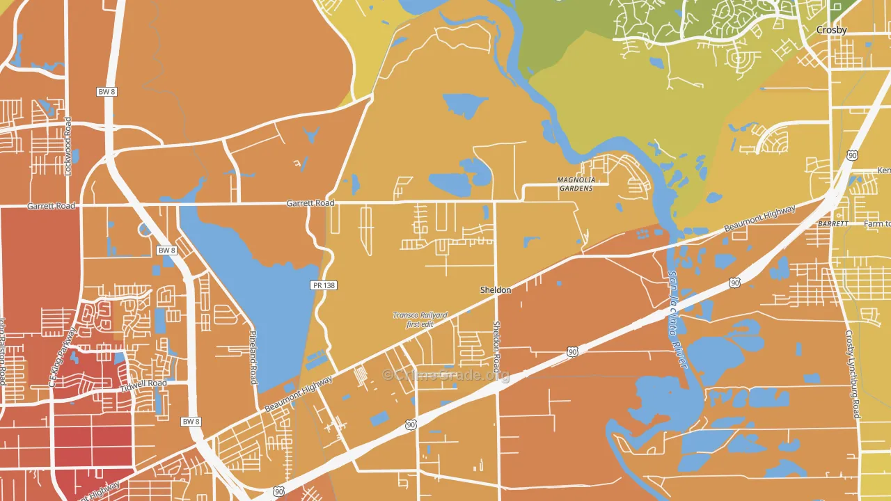 Magnolia Gardens, TX Map of Murder Rates