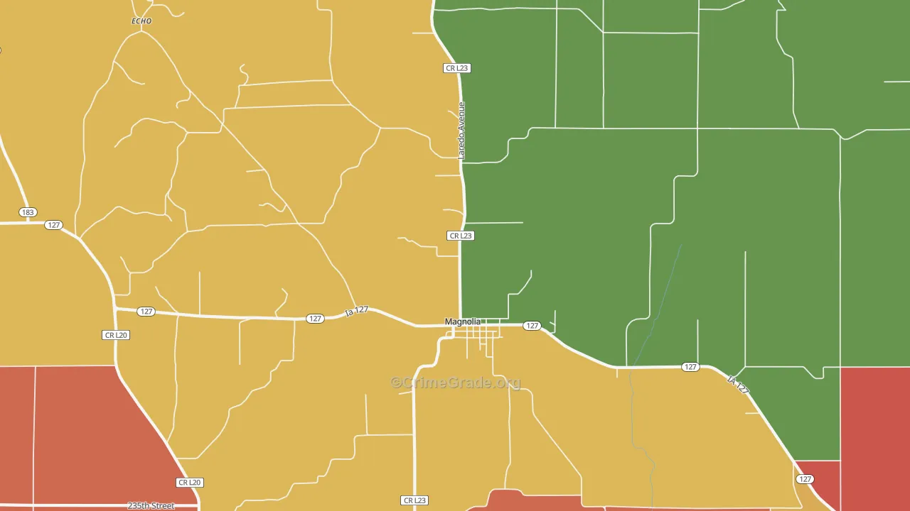 Magnolia, IA Map of Murder Rates