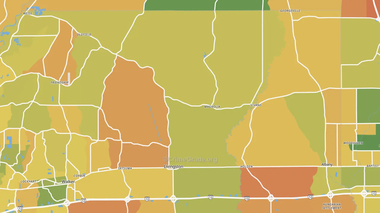 Magnolia, LA Map of Murder Rates