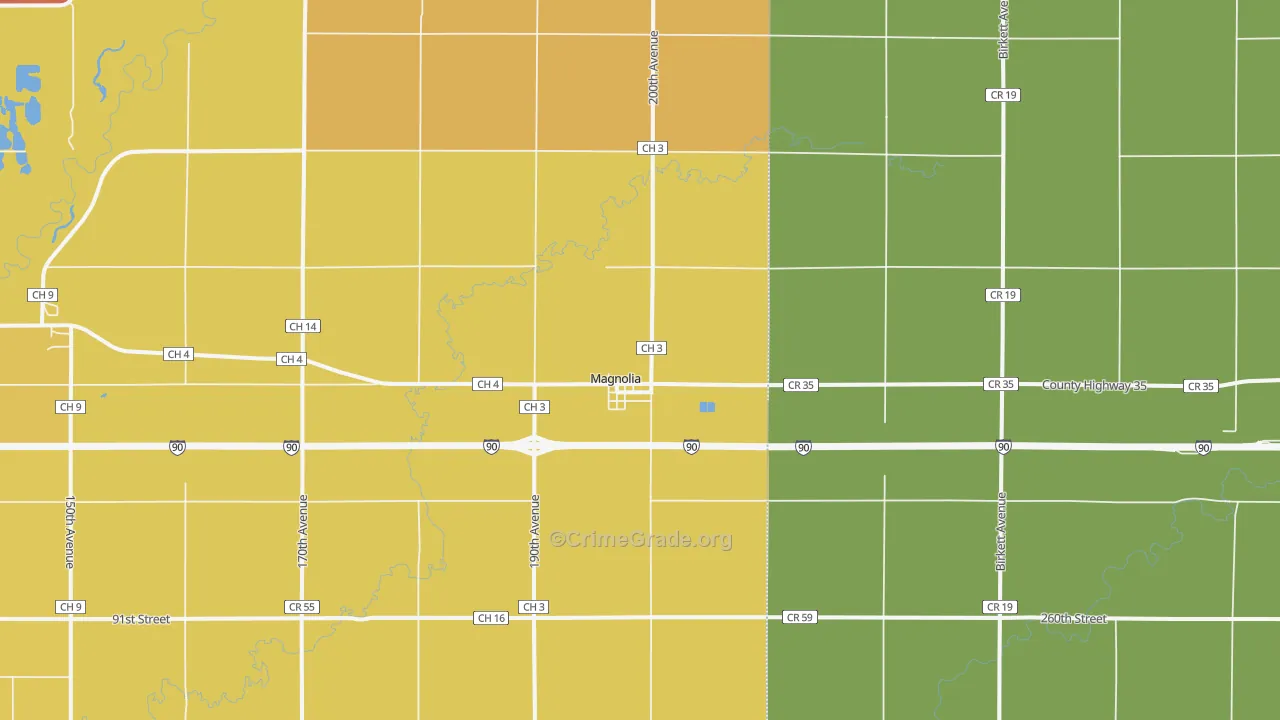 Magnolia, MN Map of Murder Rates