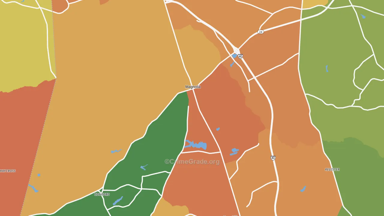 Magnolia, NC Map of Murder Rates