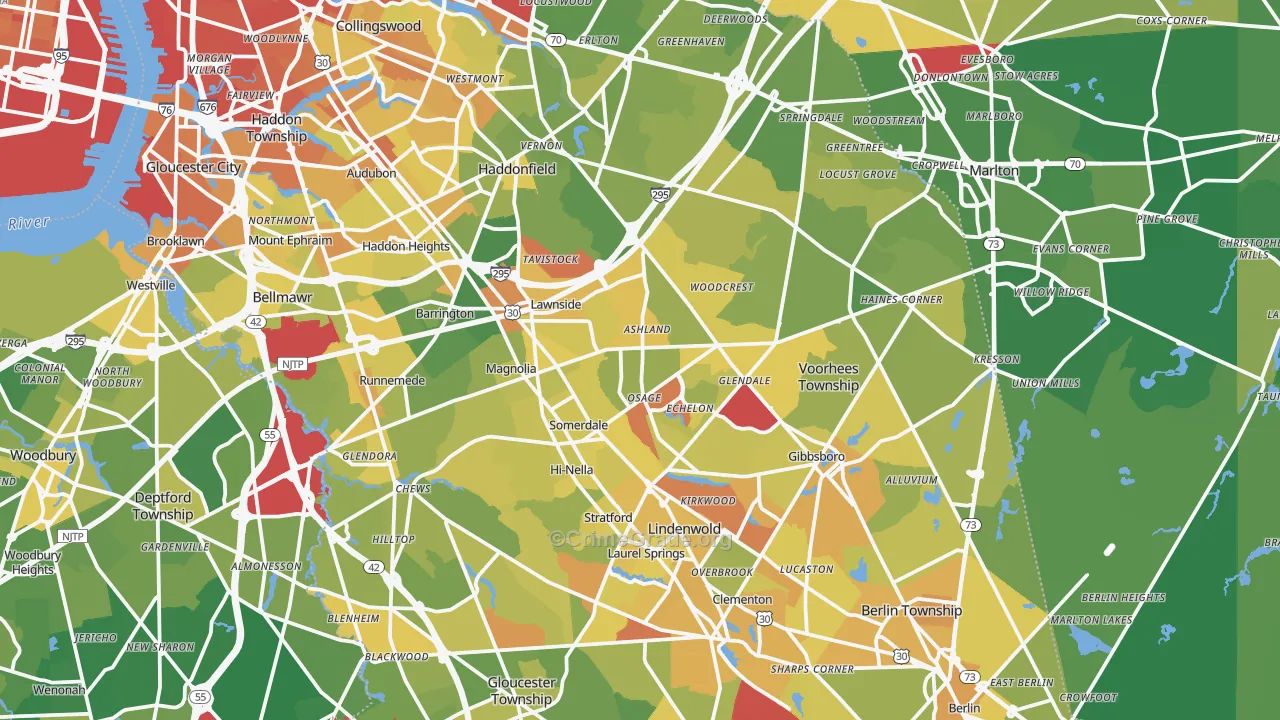 Magnolia, NJ Map of Murder Rates