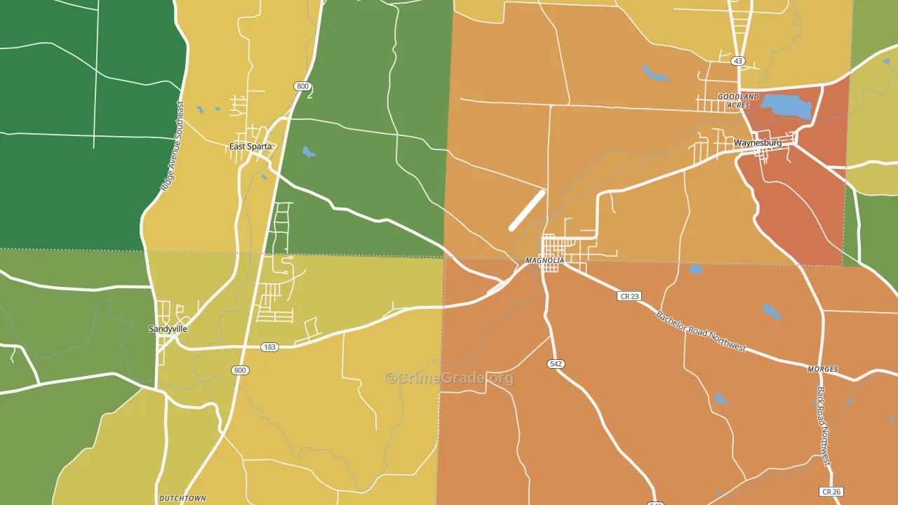 Magnolia, OH Map of Murder Rates