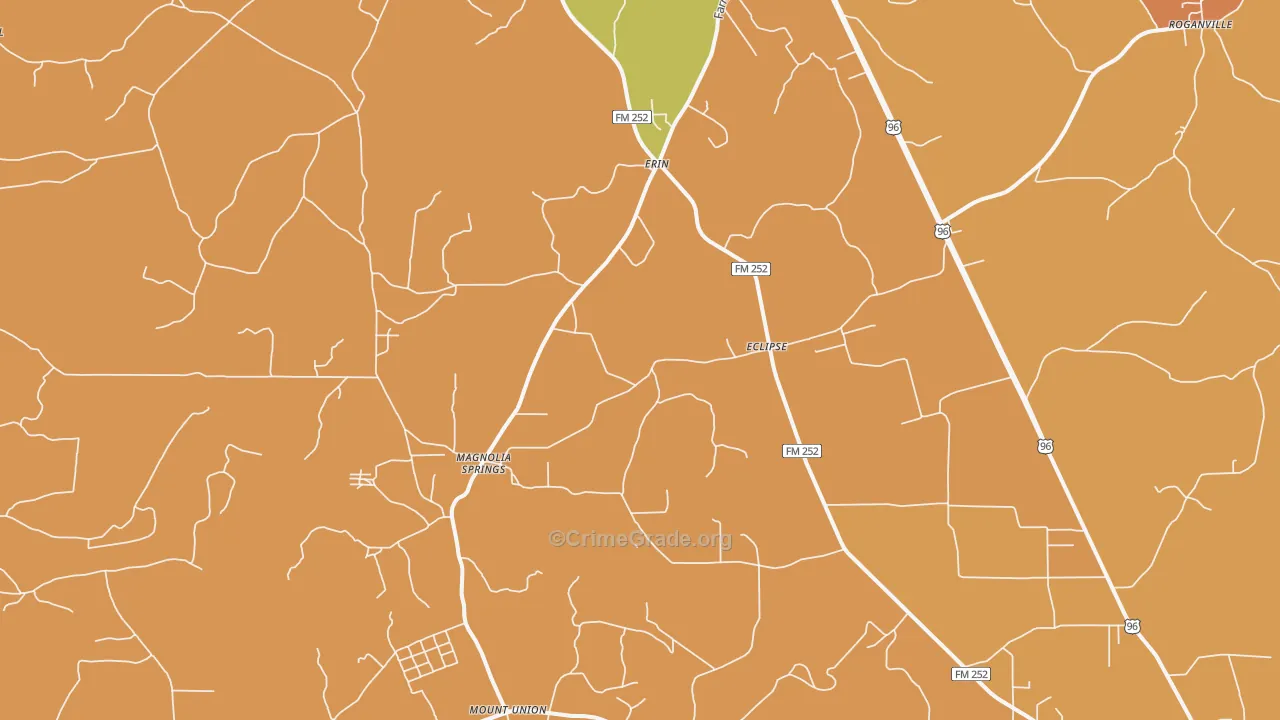 Magnolia Springs, TX Map of Murder Rates