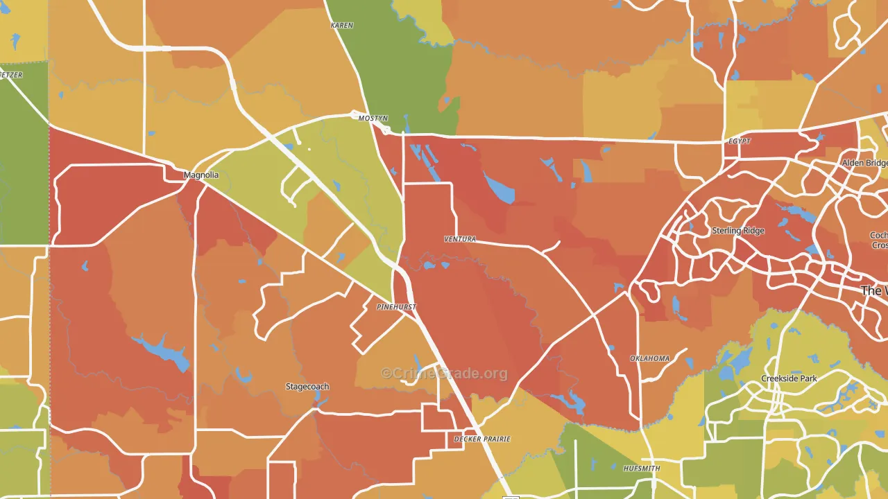 Magnolia, TX Map of Murder Rates