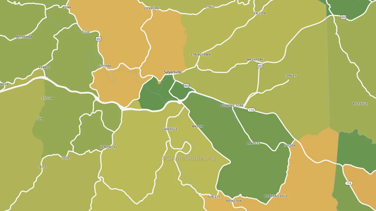 Magoffin County, KY Map of Murder Rates