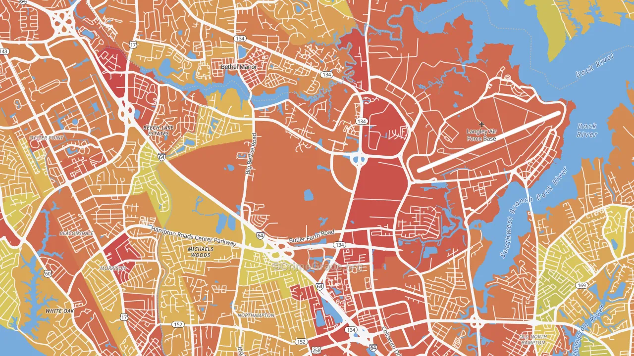 Magruder, Hampton, VA Map of Murder Rates
