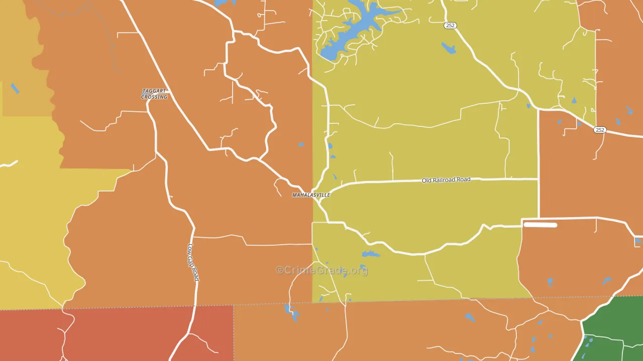 Mahalasville, IN Map of Murder Rates