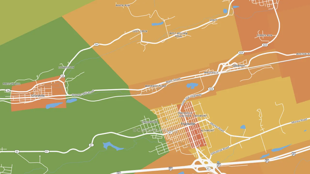 Mahanoy Plane, PA Map of Murder Rates