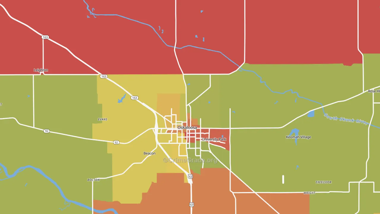 Mahaska County, IA Map of Murder Rates