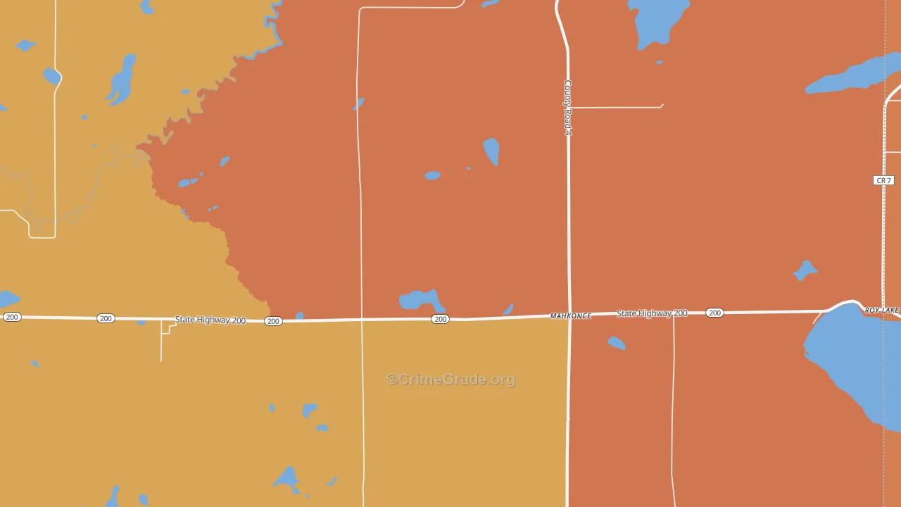 Mahkonce, MN Map of Murder Rates