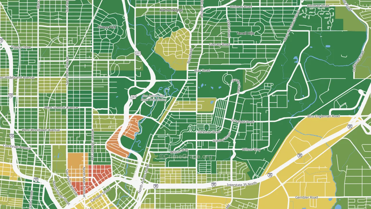 Mahncke Park, San Antonio, TX Map of Murder Rates