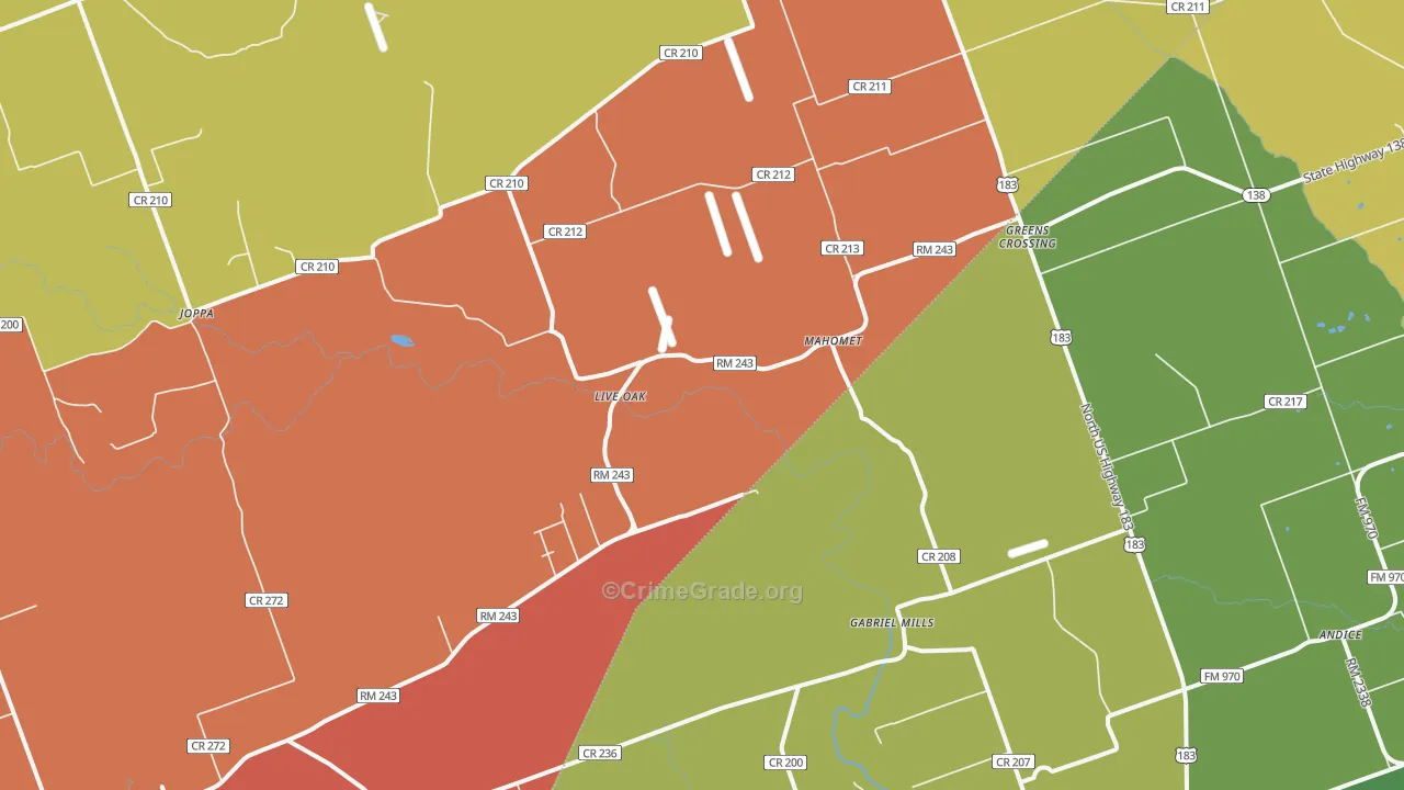Mahomet, TX Map of Murder Rates