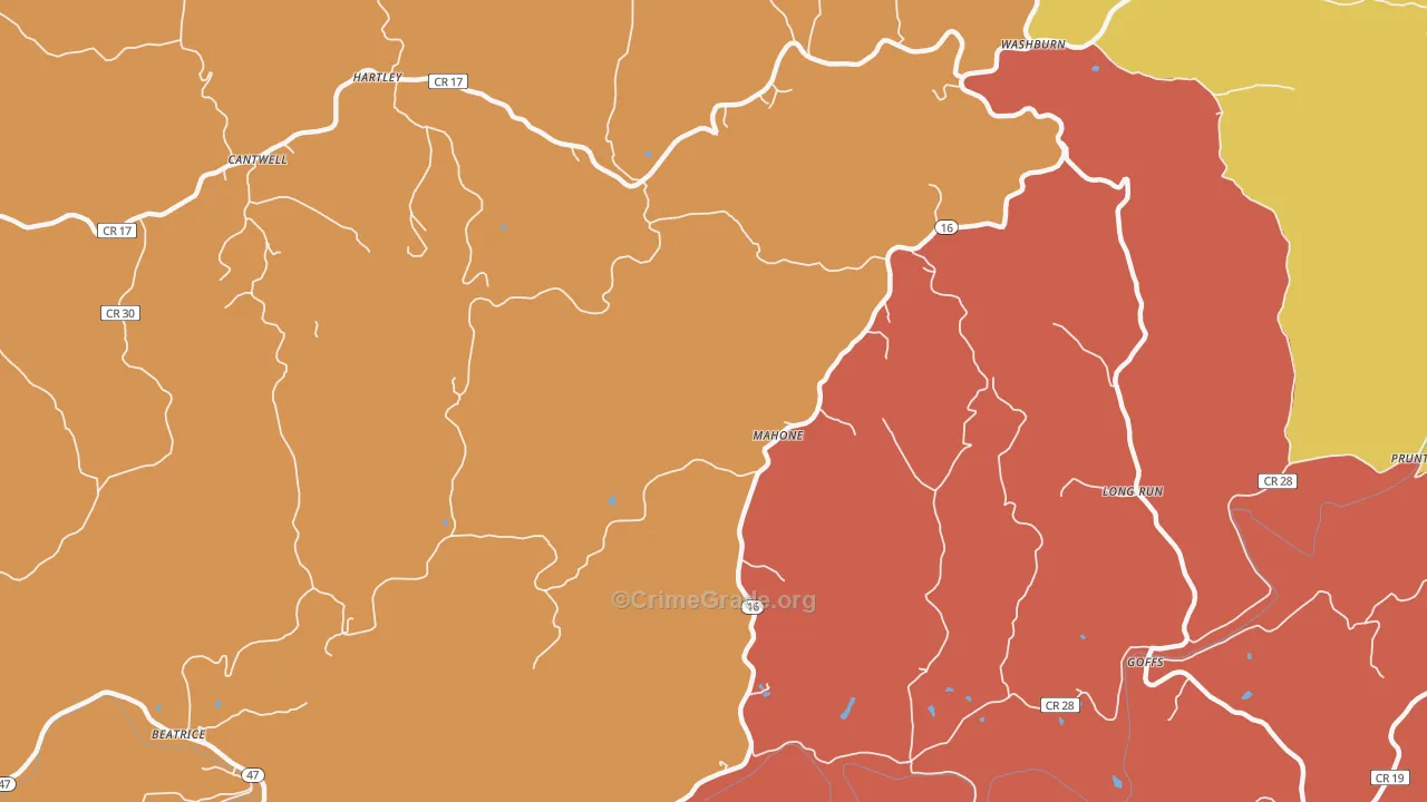 Mahone, WV Map of Murder Rates