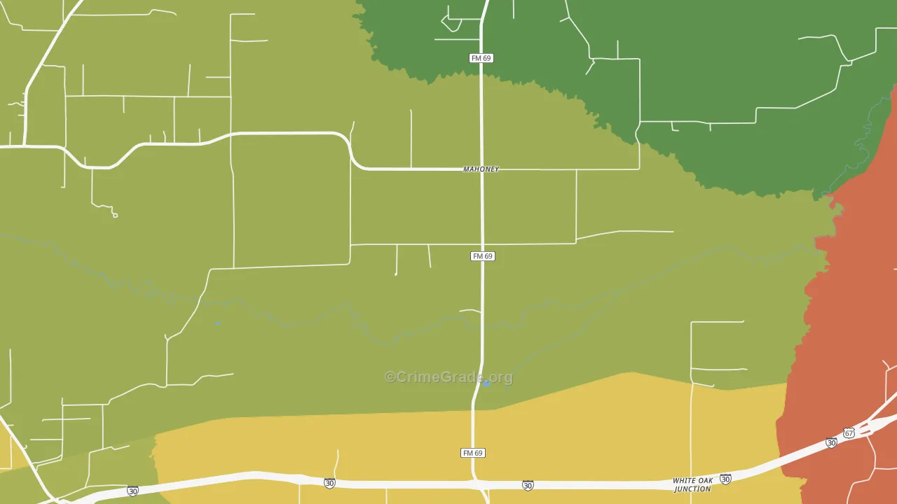 Mahoney, TX Map of Murder Rates