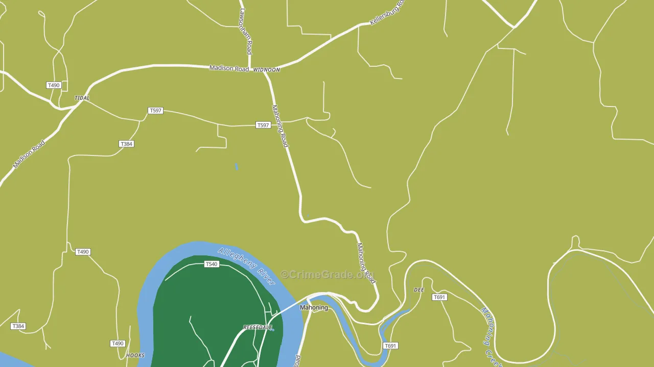 Mahoning, PA Map of Murder Rates