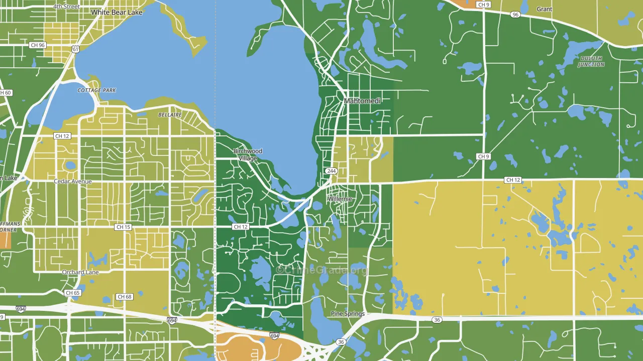 Mahtomedi, MN Map of Murder Rates