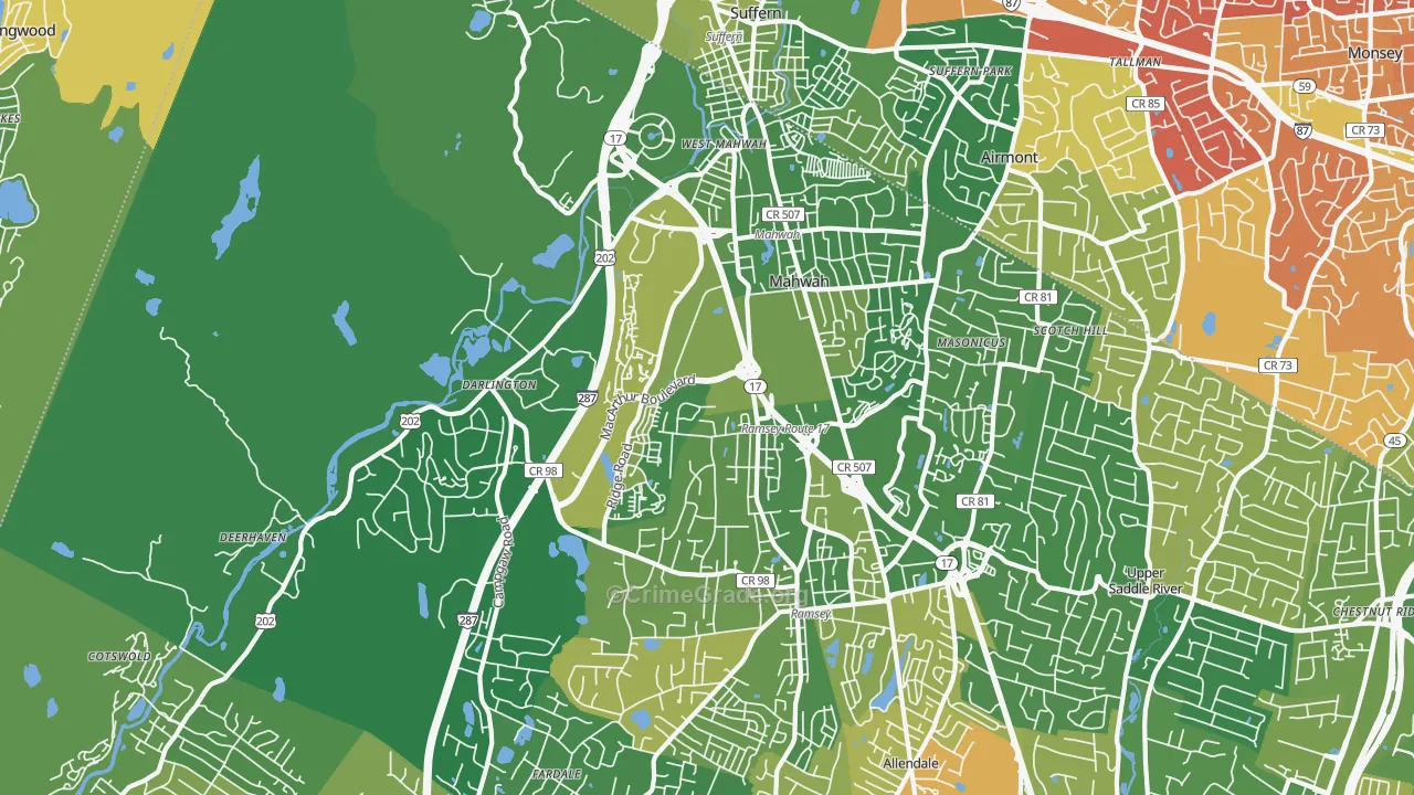 Mahwah, NJ Map of Murder Rates