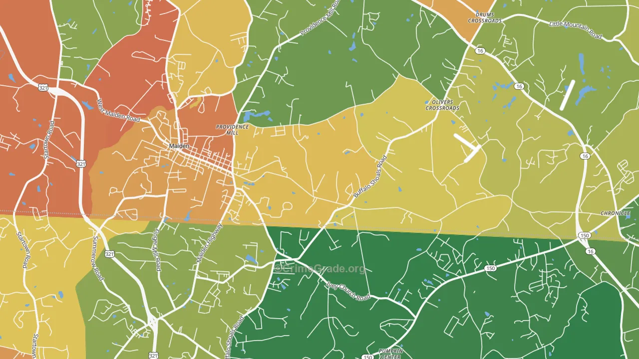 Maiden, NC Map of Murder Rates