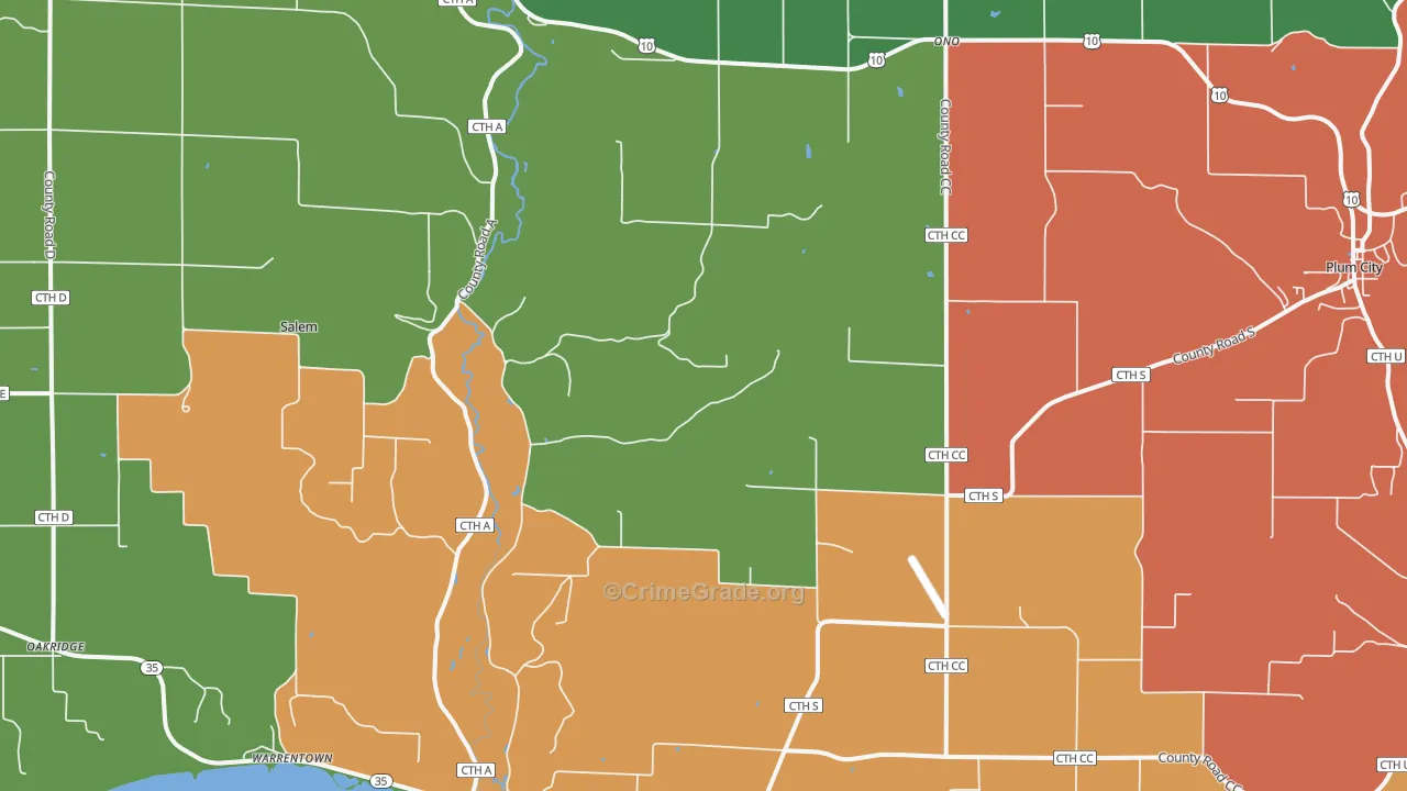 Maiden Rock, WI Map of Murder Rates