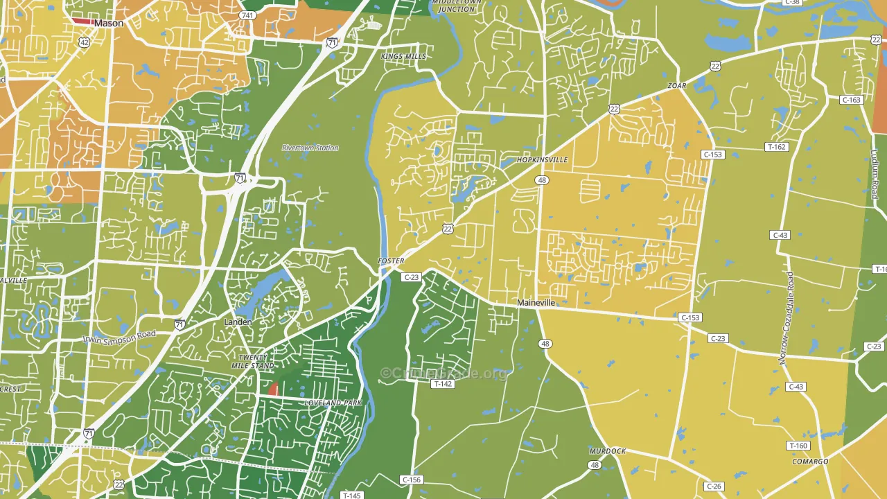 Maineville, OH Map of Murder Rates