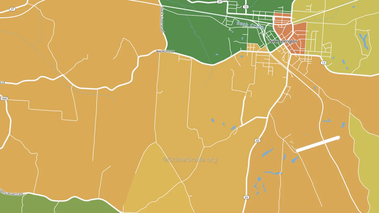 Mainsville, OH Map of Murder Rates