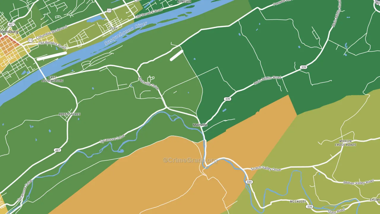 Mainville, PA Map of Murder Rates