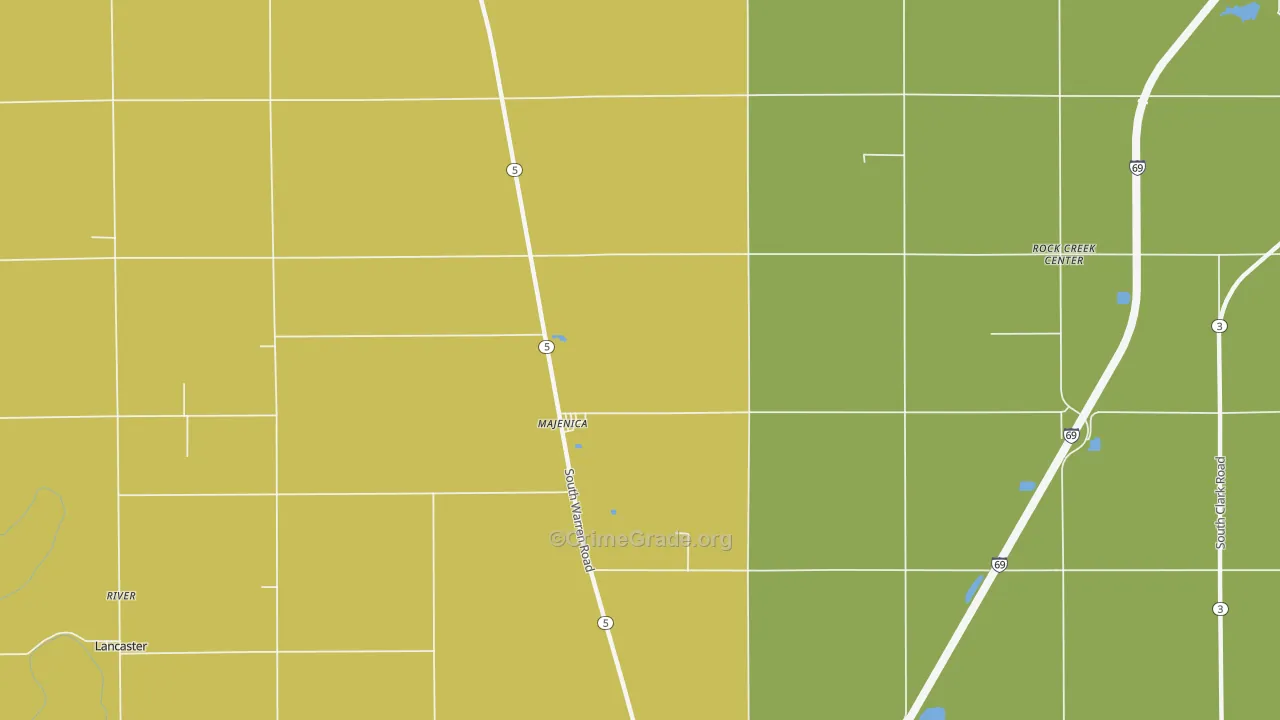 Majenica, IN Map of Murder Rates