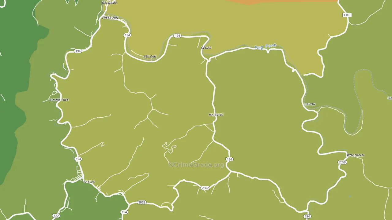 Majestic, KY Map of Murder Rates